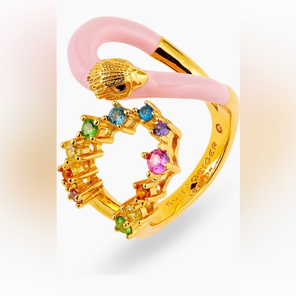 NWT KG Kurt Geiger Eagle Enamel Cocktail Ring - Size 8 - Picture 1 of 4